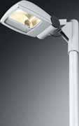Single floodlight arrangement. White aluminium, similar to RAL 9006, weather-resistant. For pole top 76 mm. Including fixing components for mounting the floodlight.