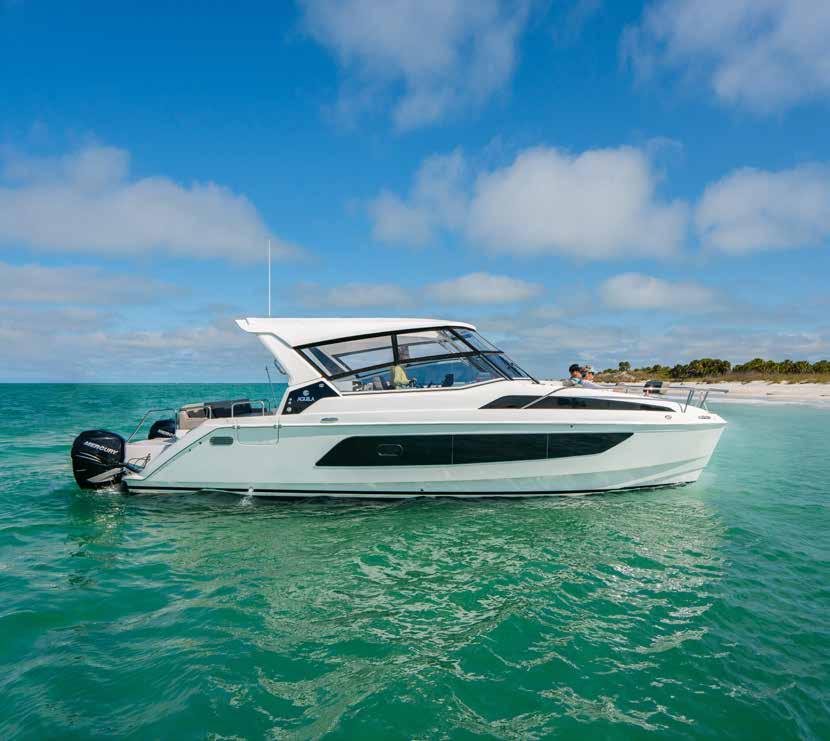 36 AQUILA 36 POWER CATAMARAN Length overall with swim platform Sleeps (up to) 6 (2 in salon) (excluding anchor roller) 36.0 / 10.96 M Comfortably seats 26 Hull length 32.07 / 9.