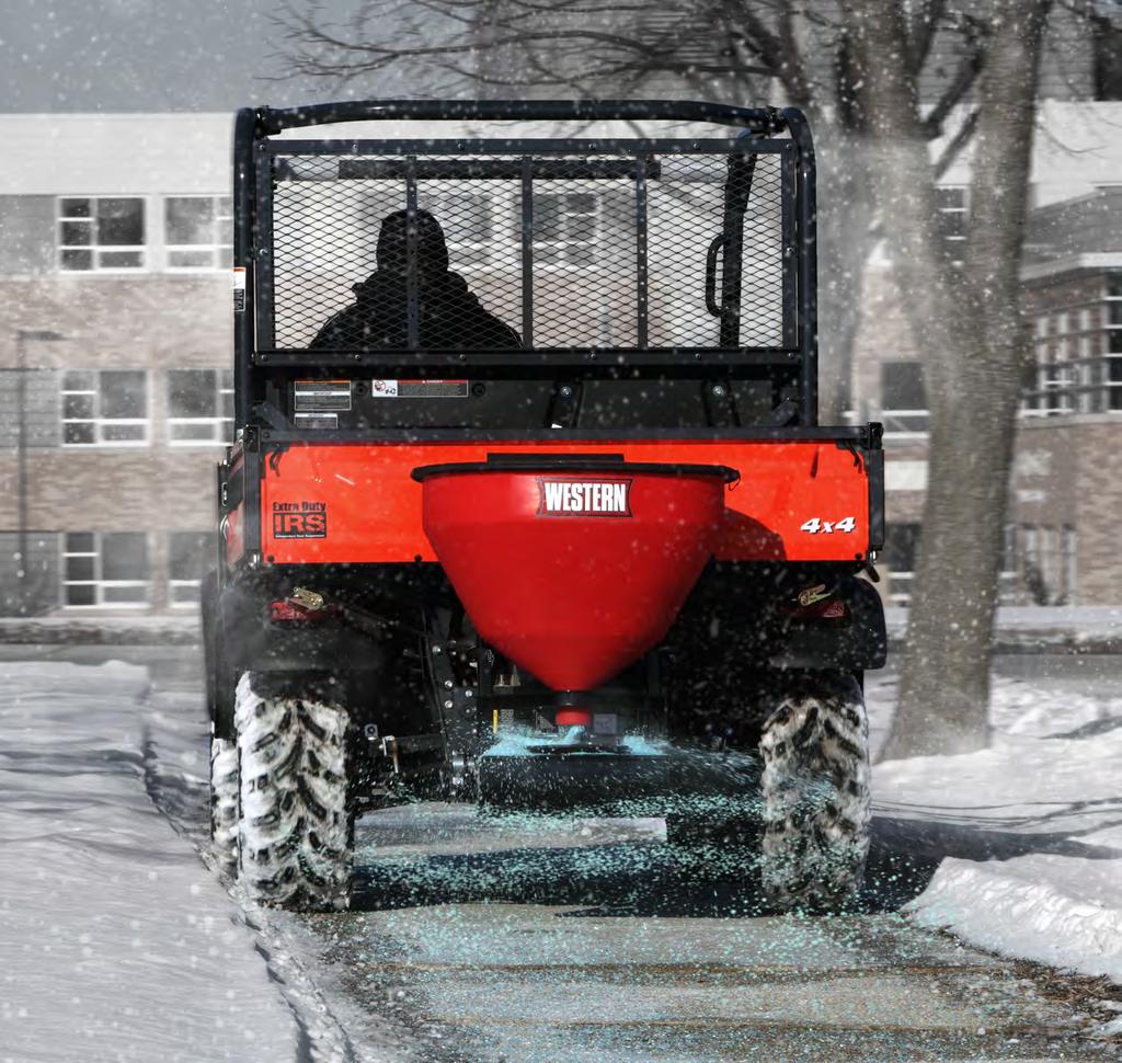 WI R EL ESS ELECTRIC TA ILGATE SPREADER Mount up and get going! The WESTERN LOW-PRO 300W wireless electric tailgate spreader delivers the ultimate in plug n play convenience.