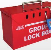 GROUP LOCK BOXES 15 Group Lock Box - 13 padlocks (Metal) GLB-6 Strong metal construction Dimensions: 154 x 255 x 105mm Space for 13 Padlocks Includes convenient carry handle GLB-6 Group Lock Box 13