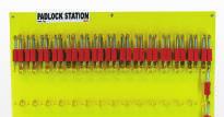 LOCKOUT STATIONS 33 Mini Lockout Station - Medium with 3 Padlocks LST-7 1 x Lockout Station Base 3 x SLP-450-Red Lockout Padlocks 1 x SLH-42 Lockout Hasp 2 x UCL-1 Universal Lockout for Minature