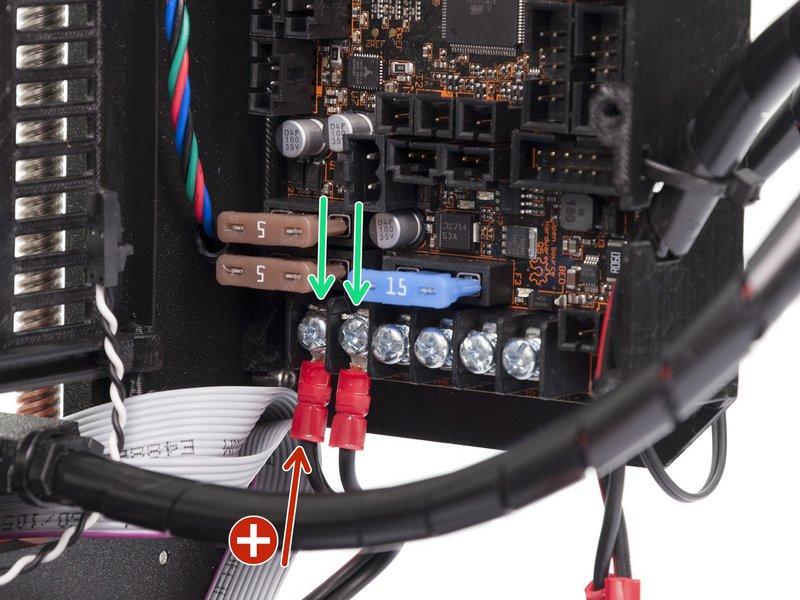 Step 24 PSU and HB power cables (part 2) Please make sure you have connected POSITIVE and NEGATIVE polarity as described in the previous