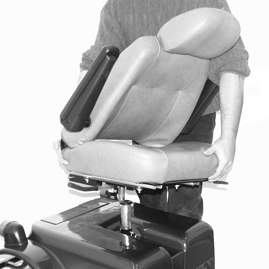 SEAT HEIGHT ADJUSTMENT Your PMV s seat can be repositioned to one of three different heights. 1. Remove the seat from your PMV. See figure 10. 2.