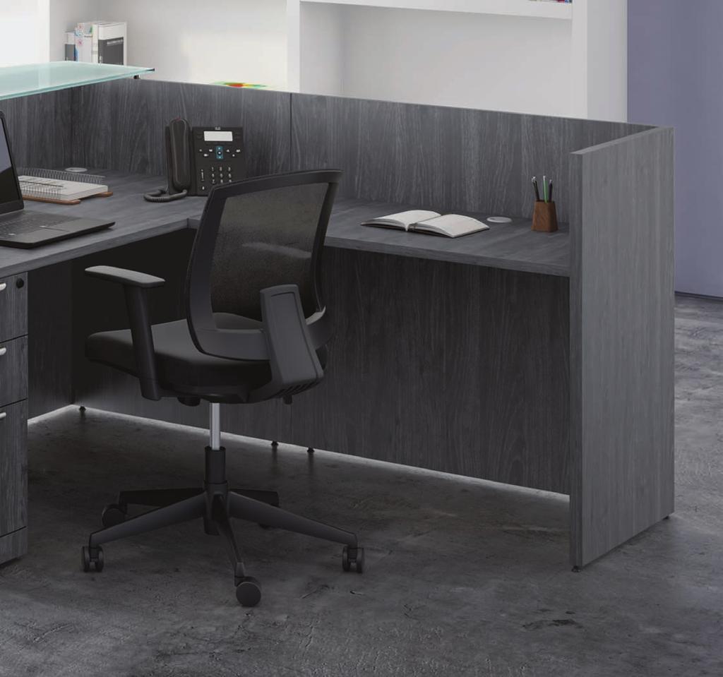 FINISHES CHERRY MAHOGANY MAPLE NEWPORT Borders Plus Reception Package B2 938 Includes Workstation and Panels with Transaction Top.