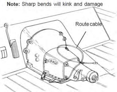 9. Route the shifter cable as shown in Figure #4. Avoid sharp bends that will kink and damage the cable. Fig. 4 10.