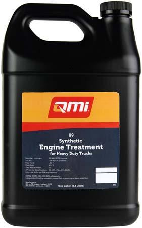 QMI SYNTHETIC ENGINE TREATMENT WITH PTFE For Heavy Duty Trucks Benefits Reduced friction and wear Reduced heat Reduced maintenance Reduced fuel consumption Protection against corrosives QMI PTFE