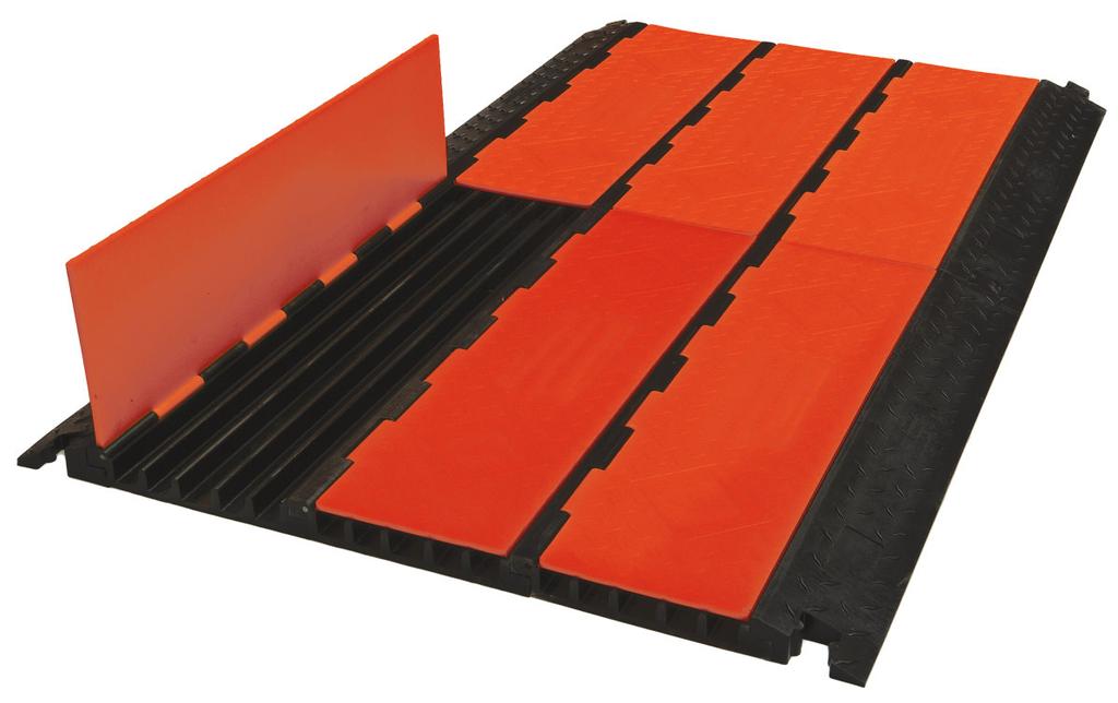 RED FLOOR CABLE GUARDS FOR USE WITH LOW VOLUME VEHICULAR AND ALL PEDESTRIAN TRAFFIC.