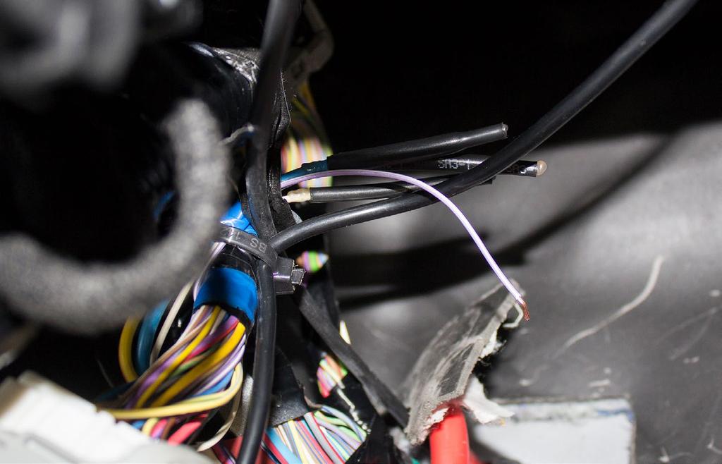 Connect the orange wire from the chase rack harness to this purple wire with a grey