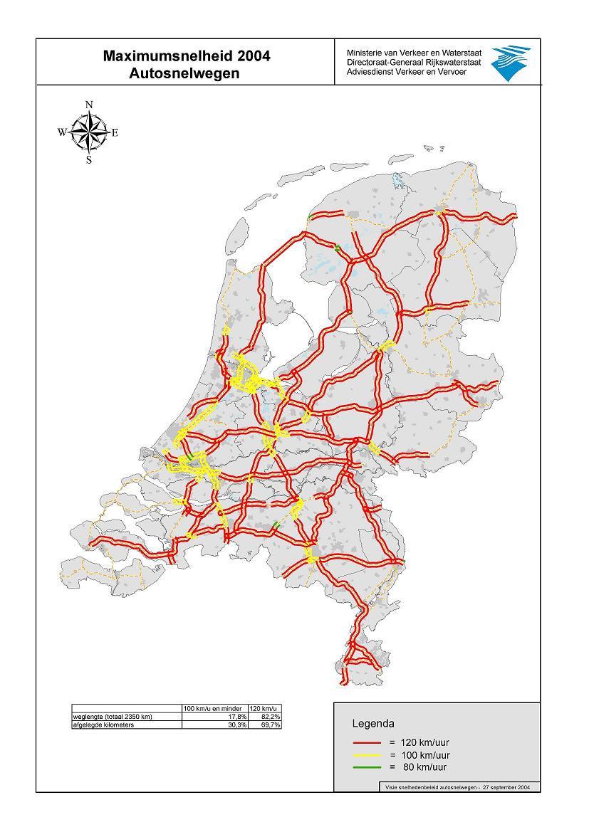 History of current speed limits (1) NL highway design speed = 120 km/hr [HDV: 80 km/hr] Since the 1973 oil shock the general speed limit on motorways is 100 km/h Due to poor enforcement, faster cars