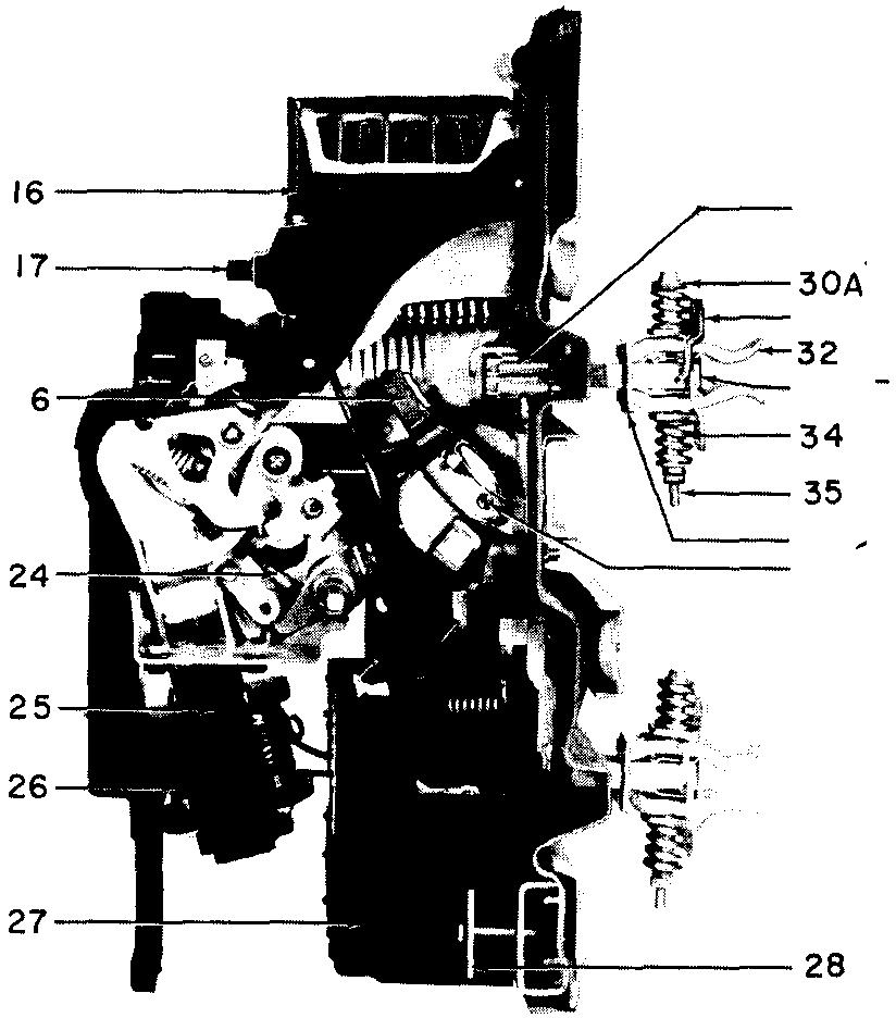 Cutaway view of type AK-2-25 electrically operated power circuit breaker 2 30 II j r