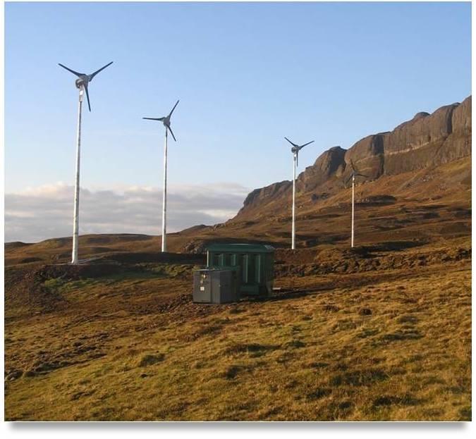 EXPANDING SYSTEMS SIZES: MINI GRID ON THE ISLE OF EIGG > Harboring around 100 residents Multiple power sources > Hydro (110 kw) > Wind (24 kw) > Solar (32 kwp) > Diesel generator (2 x 64