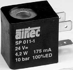 Accessories Solenoid coil with higher humidity resistance Solenoid coil with contact distance of 11 mm.