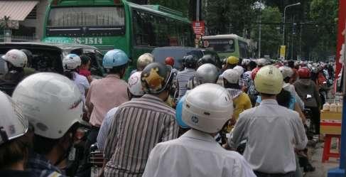 In rush hours it is very common that cars are using the lanes for motorbikes and