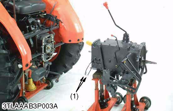 L2800, L3400, WSM TRANSMISSION (MANUAL TYPE) Separating Clutch Housing from Transmission Case 1. Remove the clutch housing mounting screws. 2. Disconnect the PTO safety switch connectors (1). 3.