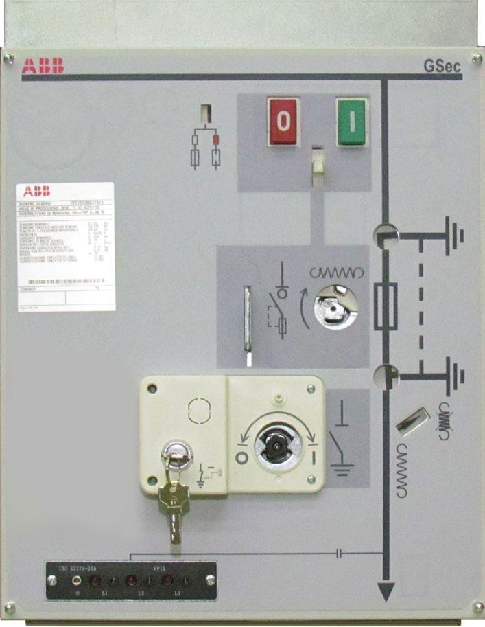 DISTRIBUTION SOLUTIONS 25 c. Front cover 7 8 2 5 1. Lever seat line operating 2. Lever seat earth operating 3 Mimic diagram 4. Operating mechanism push-buttons 5. Voltage signalling device 6.