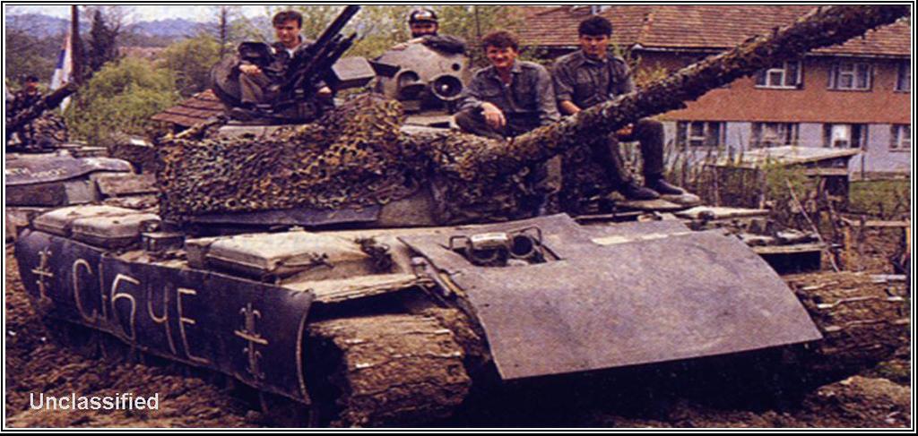 Figure 1a and 1b Bosnian and Serbian Mobile camouflage In order to make a determination as to the effectiveness of this approach to thermal camouflage, a field test was conducted to collect short and