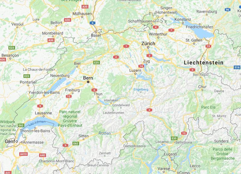Basic supply of 95% of Swiss population with hydrogen for transportation can be reached with <50 HRS Next hydrogen refilling station within 20 km range Estimated positioning of HRS with a radius of