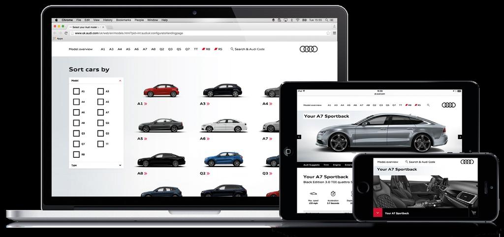Audi cofigurator The easy way to build your Audi Our olie cofigurator makes it easy to create ad price your ideal Audi by