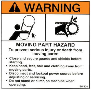 7 # 9 WARNING # 10 - WARNING MOVING PART HAZARD KEEP SHIELDS IN PLACE Part # 224-04 Part #