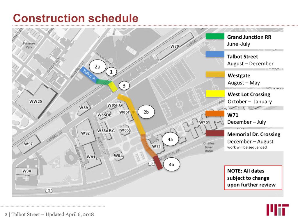 West campus: Stormwater mitigation project Construction along Amherst Alley will impact shuttle routes June 2018-July 2019 Project enables MIT to comply with EPA regulations related to stormwater