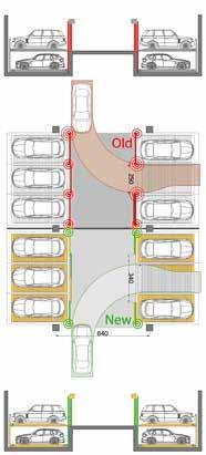 Possibility to reach the desired parking capacity by making 2 and/or 3 in-rows parking arrangements, using 2-storey parking systems. A single unit can be designed with maximum of 3 rows and 10 arrays.