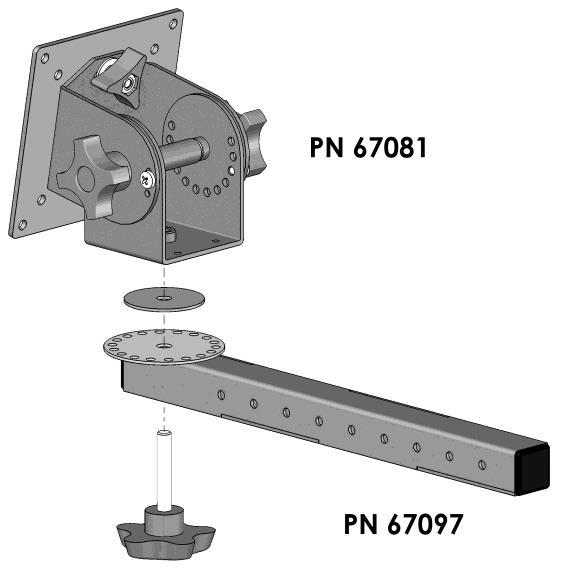 7-of-10 Long VESA Pan and Tilt Head Arm PN 67097 The Long Pan and Tilt Head Arm component can be used in many different ways as part of a custom configured mounting assembly.