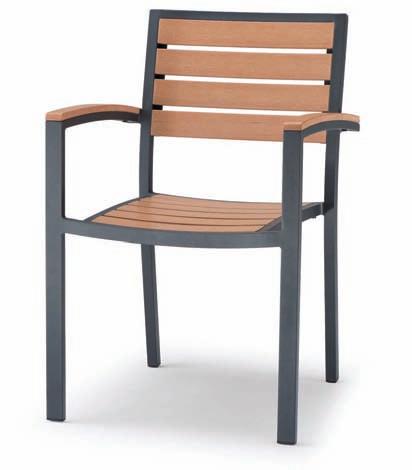 GS 937 Poltrona impilabile, struttura ura in alluminio verniciato e doghe in techno-wood, Spessore tubo 1,5 mm Stackable armchair,