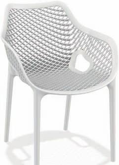 Stackable armchair with polypropilene and glass