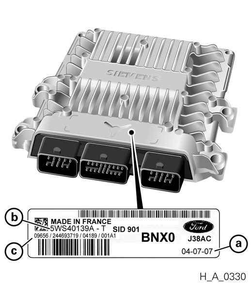 A System 3.7.4 Labelling of the engine control unit (ECU Fig.