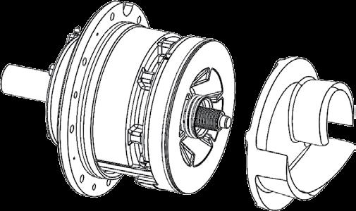 The handle of the impeller shaft tool should be in contact with the work surface on the left side of the rotating assembly when facing the power input end of the rotating assembly.