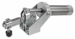 Pneumatic toggle clamp No. 6820F Pneumatic toggle clamp with horizontal cylinder attachment. Fitted with FESTO pneumatic cylinder, double-acting, anodised, installed and ready to connect.