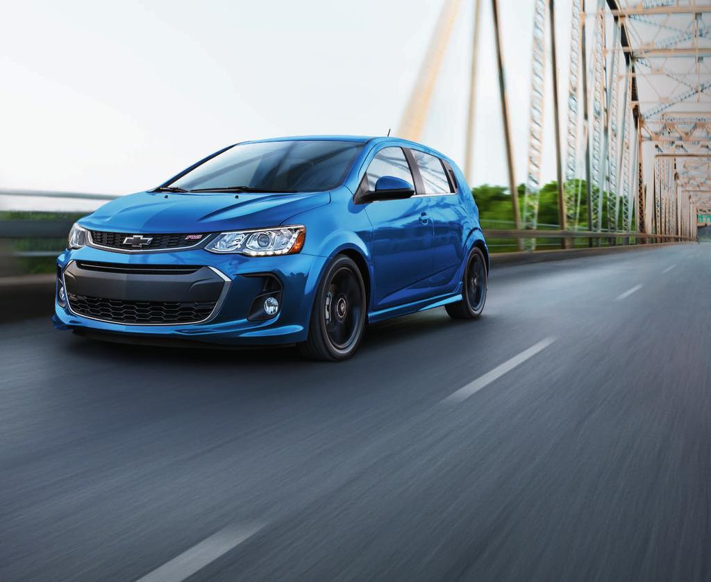 PERFORMANCE.4L TURBOCHARGED ENGINE 38 HORSEPOWER Sonic Premier RS Hatchback in Kinetic Blue Metallic (extra-cost color). 48 LB.-FT. OF TORQUE POWER COMES STANDARD. The ECOTEC SHIFTING GEARS.