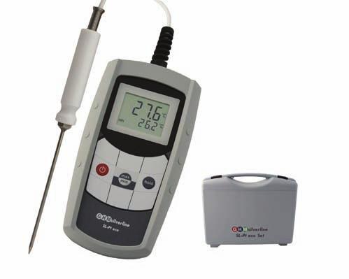 Measuring Set Temperature SL-Pt eco Set Weight : 220 g incl. battery and probe Functions Min/max value memory Highest and lowest measured value are saved.