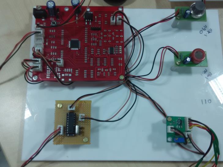 sensors connected in a microcontroller with
