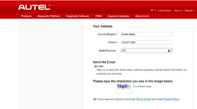 Open email and copy -digit verification code in red Go back to http://pro.autel.