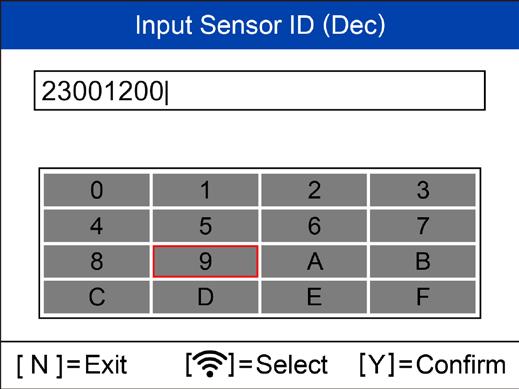 Manual Input Enter the original sensor ID in