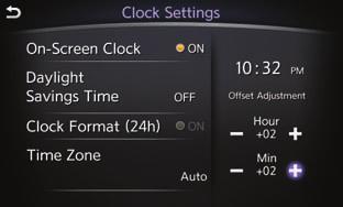 Clock Set/Adjustment To adjust the time and the appearance of the clock on the display: Press the SETTING button on the control panel.