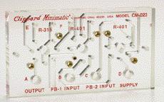 STANDARD PNEUMATIC CIRCUIT BOARDS TWO HAND NO TIE DOWN The Clippard Minimatic C M - 023 pneumatic circuit board is a selfc o n t a i n e d modular circuit board with R-401 R-401 R-315 all
