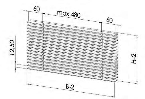 BP Floor grilles Dimensions Section Dimensions BP5 BP3 3D Dimensions Construction BP floor grilles are made entirely of extruded aluminium, the profile has non-slip grooves, and in addition the pitch