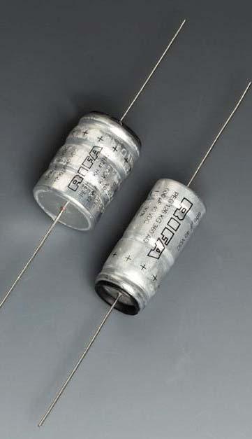 PEG126 high performance axial electrolytic capacitor Originally designed for automotive applications Excellent resistance to vibrations (10-2000Hz, 1.