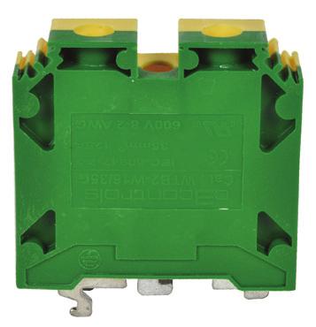 IEC Screw Clamp Connection / WTB2 SERIES TB S c r e w C l a m p G r o u n d i n g T e r m i n a l s Use of grounding terminals instead of grounding studs and wire lugs to terminate ground wires saves