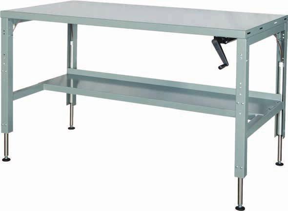 Hydraulic Ergonomic Benches Easy adjustment of work height from 30.75 to 42.75. Infinite adjustment with a capacity of 750 lbs.
