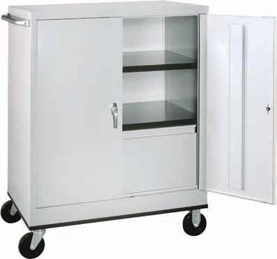 Mobile Storage Cabinets Great for Mobile Storage Heavy duty 5 solid rubber casters (2-rigid and 2-swivel with brake). All set up and ready to use.