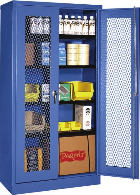 Visual Storage Cabinets Great cabinet for supplies when security and visibility are necessary. Doors are 16 gauge with full height piano hinges and shatterproof acrylic panels.