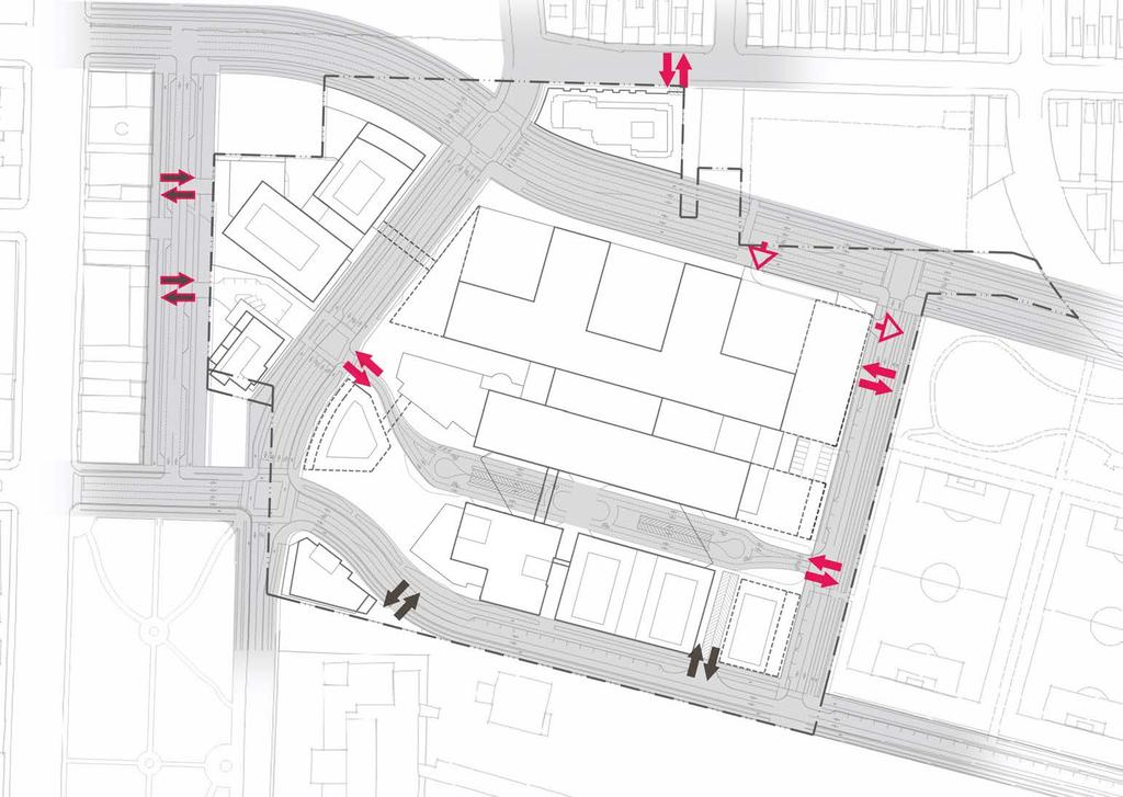 4.7 Access Locations The proposed parking, loading and emergency access locations to the site include the following: Figure 4-7: Indicative Access Locations Map New Hospital & Health Campus New High