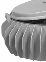 Cooler Operating Cone Hood Larger sloped surface sheds dusts, dirt and combustible fibers providing better heat