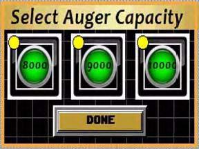 3. From the SELECT AUGER CAPACITY screen, select the unload capacity of unload