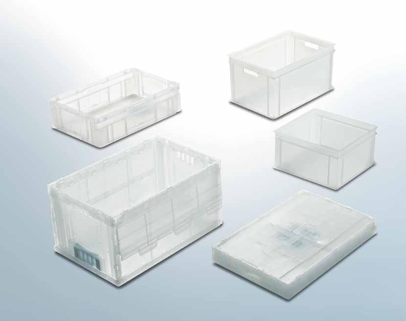 Translucent Containers Translucent containers are made of transparent material. This allows the contents of the container to be visible when containers are stacked on top of each other.