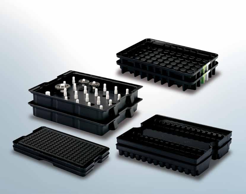Component Holders, Stackable Highly efficient Thermoformed component holders can be constructed so that they can be stacked on top of each other.