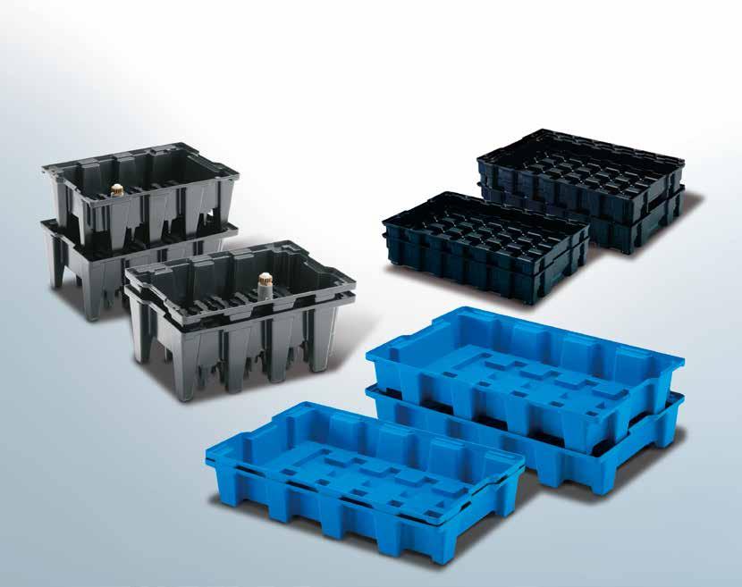 Alternative Stacking, Component Holders THERMOFORMED COMPONENT HOLDERS Stackable - nested Alternative stacking component holders are stacked in filled condition.